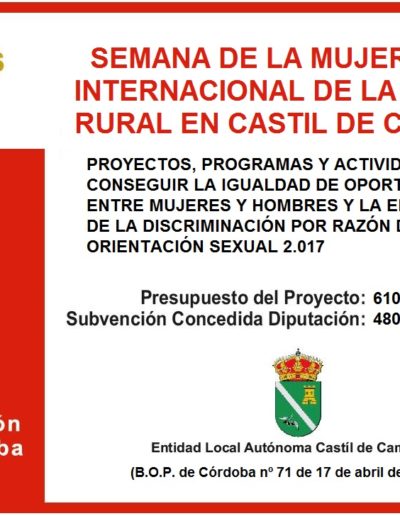 Subvenciones otorgadas a la E.L.A. de Castil de Campos 2.017 2